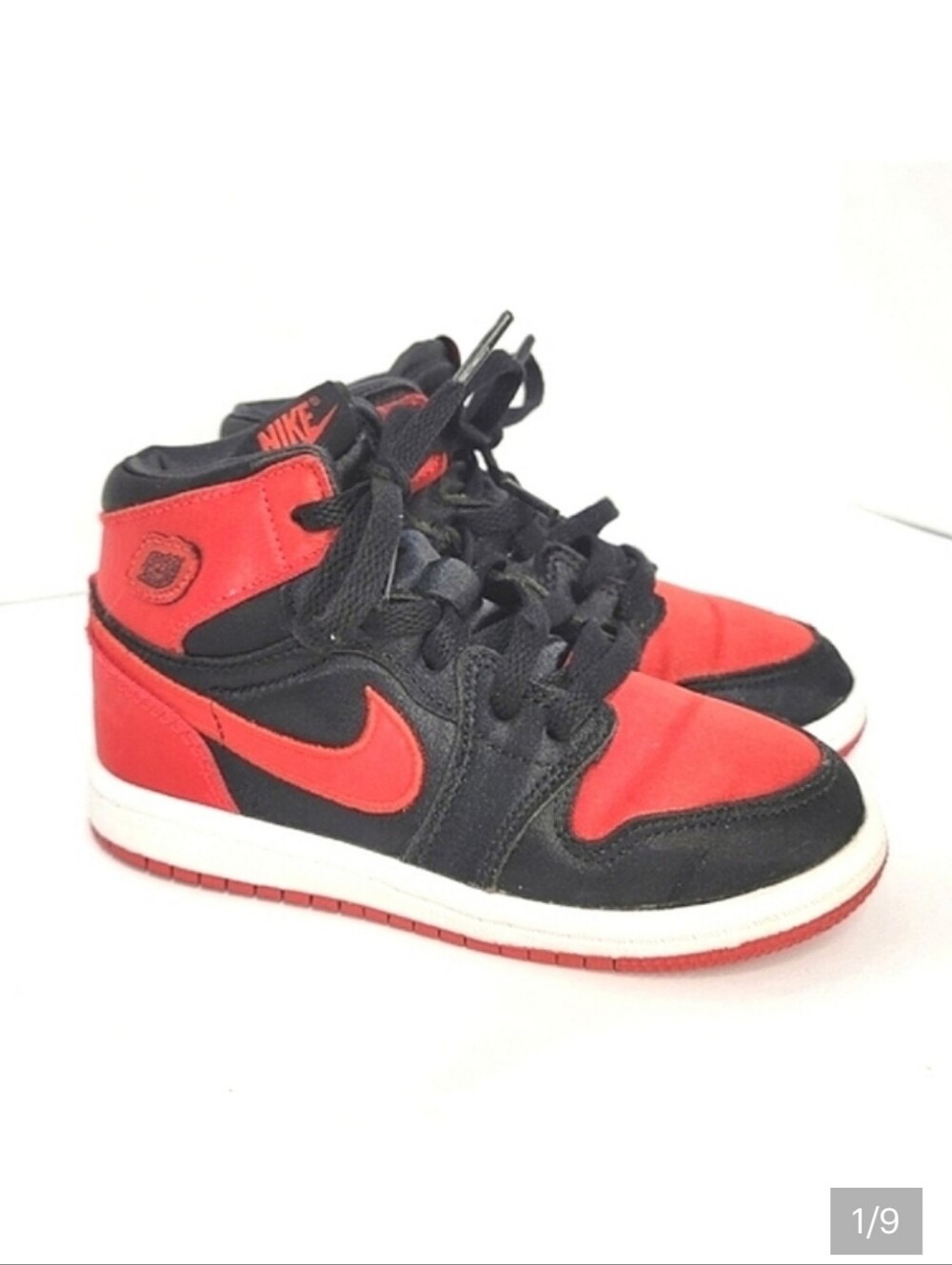 Nike Air Jordan 1 Retro hightop satin red black lace-up stylish Punk Sneaker
